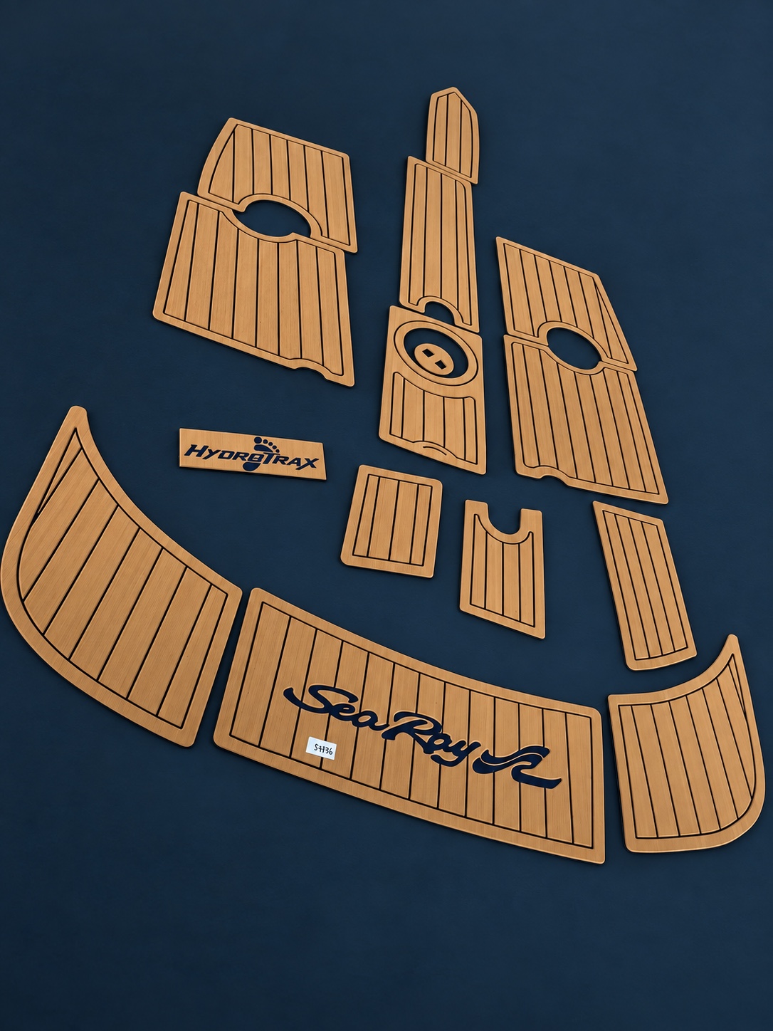 The matching Sea Ray kit after cutting, with the finished tan panels laid out together